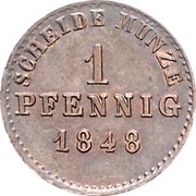 1 Pfennig - Paul Frederick August, Germany, 1848 reverse image