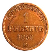 1 Pfennig - Paul Frederick August, Germany, 1859 reverse image