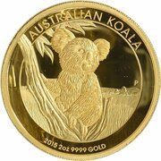 200 Dollars - Elizabeth II 4th Portrait - Koala - Gold Bullion Coin, Australia, 2015 reverse image