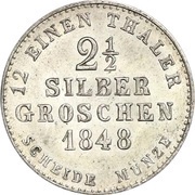 2½ Silbergroschen - Paul Frederick August, Germany, 1848 reverse image