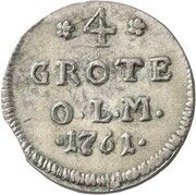 4 Grote - Frederick V, Germany, 1761 reverse image