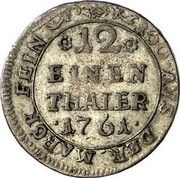 1⁄12 Thaler - Frederick V, Germany, 1761 reverse image