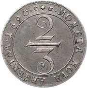 ⅔ Thaler - Christian V, Germany, 1690 reverse image