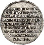 1 Thaler - Anthony Günter Death, Germany, 1667 reverse image