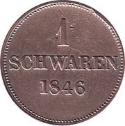 1 Schwaren - Paul Frederick August, Germany, 1846 reverse image