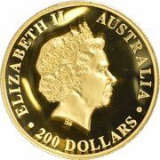 200 Dollars - Elizabeth II 4th Portrait - Kangaroo - Gold Bullion Coin obverse image