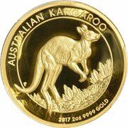 200 Dollars - Elizabeth II 4th Portrait - Kangaroo - Gold Bullion Coin, Australia, 2017 reverse image