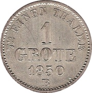 1 Grote - Paul Frederick August, Germany, 1849-1850 reverse image