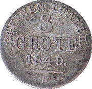 3 Grote - Paul Frederick August, Germany, 1840 reverse image