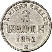 3 Grote - Peter II, Germany, 1856 reverse image