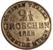 2½ Groschen - Peter II, Germany, 1858 reverse image
