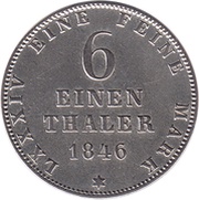 ⅙ Thaler - Paul Frederick August, Germany, 1846 reverse image