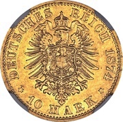 10 Mark - Peter II, Germany, 1874 reverse image