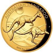 200 Dollars - Elizabeth II 4th Portrait - Australian Kangaroo - Gold Proof Coin, Australia, 2018 reverse image