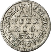 12 Pfennig - Ernest August II of York, Germany, 1721 reverse image
