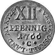 12 Pfennig - Frederick of York, Germany, 1766 reverse image
