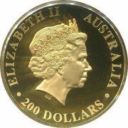 200 Dollars - Elizabeth II 4th Portrait - Wedge-tailed Eagle - High Relief Gold Proof obverse image