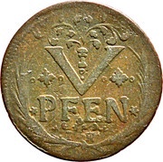 5 Pfennig, Germany, 1704-1728 reverse image