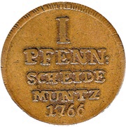 1 Pfennig - William Anthony of Asseburg, Germany, 1766 reverse image