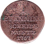 1 Pfennig - William Anthony of Asseburg, Germany, 1766-1767 reverse image