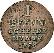 1 Pfennig - Frederick William of Westphalen, Germany, 1786 reverse image