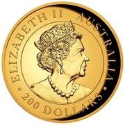 200 Dollars - Elizabeth II 6th Portrait - Kangaroo - Gold Coin obverse image