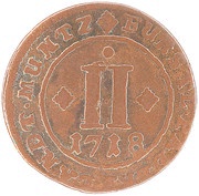 2 Pfennig - Francis Arnold of Metternich, Germany, 1718 reverse image