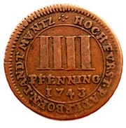 4 Pfennig - Clemens August of Bayern, Germany, 1743 reverse image