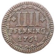 4 Pfennig Sede Vacante, Germany, 1761 reverse image