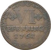 6 Pfennig Sede Vacante, Germany, 1761 reverse image