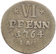 6 Pfennig - William Anthony of Asseburg, Germany, 1764-1765 reverse image