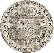 20 Kreuzers - William Anthony of Asseburg Konventionskreuzer, Germany, 1765 reverse image