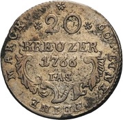 20 Kreuzers - William Anthony of Asseburg Konventionskreuzer, Germany, 1766-1767 reverse image