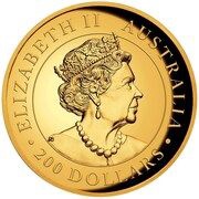 200 Dollars - Elizabeth II 6th Portrait - Australian Kookaburra - Gold Bullion Coin obverse image