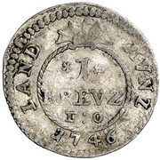 1 Kreuzer - Charles Theodor, Germany, 1745-1748 reverse image
