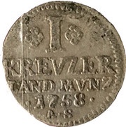 1 Kreuzer - Charles Philip, Germany, 1758 reverse image