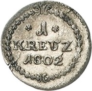 1 Kreuzer - Charles Theodor, Germany, 1802 reverse image