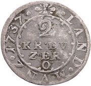 2 Kreuzers - Charles Philip, Germany, 1737 reverse image
