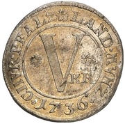 5 Kreuzer - Charles Philip, Germany, 1736 reverse image