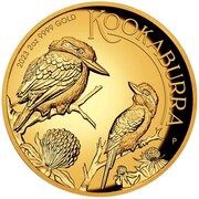 200 Dollars In the name of Elizabeth II; 6th Portrait - Australian Kookaburra - Gold Bullion, Australia, 2023 reverse image