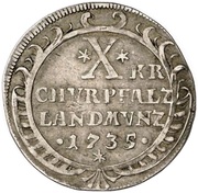10 Kreuzers - Charles Philip, Germany, 1735 reverse image