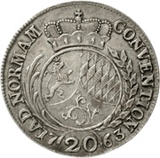 20 Kreuzers - Charles Theodore Konventionskreuzer, Germany, 1761-1772 reverse image