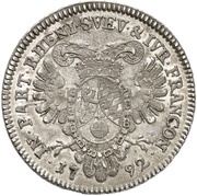 ½ Thaler - Charles Theodore Konventionstaler; Vicariat, Germany, 1792 reverse image
