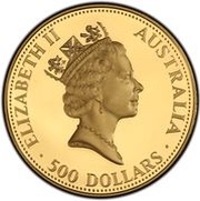 500 Dollars - Elizabeth II 3rd Portrait - Australian Nugget - Gold Bullion Coin obverse image