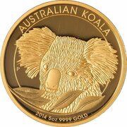 500 Dollars - Elizabeth II 4th Portrait - Koala - Gold Bullion Coin, Australia, 2014 reverse image