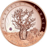 500 Dollars - Elizabeth II 4th Portrait - Kimberley Sunset - Gold Bullion Coin, Australia, 2015 reverse image