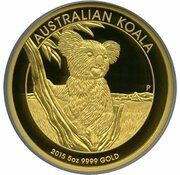 500 Dollars - Elizabeth II 4th Portrait - Koala - Gold Bullion Coin, Australia, 2015 reverse image