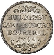 1 Ducat - Charles Theodore Silver pattern strike; Reign, Germany, 1744 reverse image