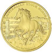 500 Dollars - Elizabeth II 4th Portrait - Australian Stock Horse - Gold Bullion Coin, Australia, 2015 reverse image