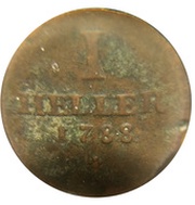 1 Heller - Charles II August, Germany, 1788 reverse image